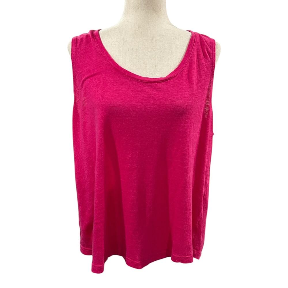 Chico's 100% Linen Bright Pink Tank Top Size 3 or XL EUC